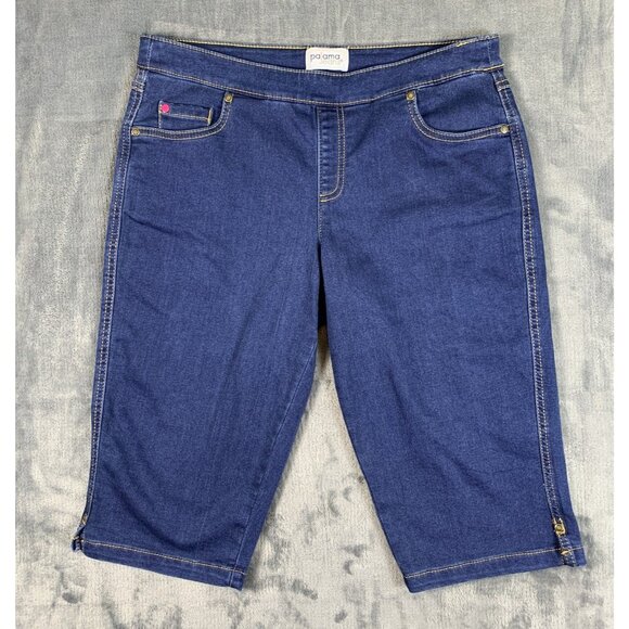 Pajama Jeans Women's M Blue Capri Drawstring Stretch Pants Straight Leg Cozy - Picture 1 of 8